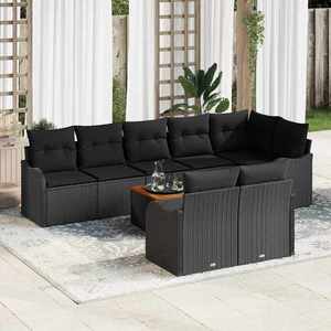 vidaXL Set de canapele pentru grădină 9 pcs Negru Rattan poli imagine