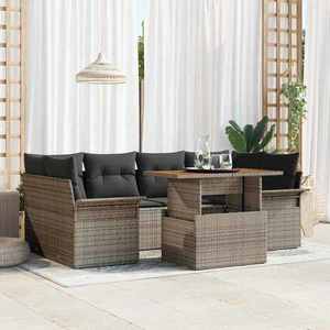 vidaXL Set de canapele pentru grădină 7 pcs Gri Rattan poli imagine