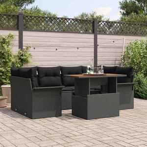 vidaXL Set de canapele pentru grădină 7 pcs Negru Rattan poli imagine