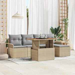 vidaXL Set de canapele pentru grădină 6 pcs Bej Rattan poli imagine