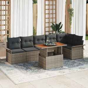 vidaXL Set de canapele pentru grădină 7 pcs Gri Rattan poli imagine