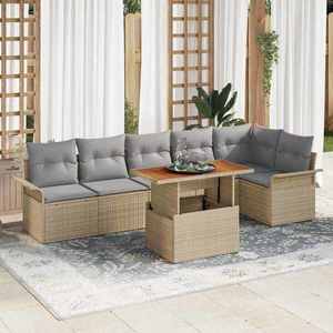 vidaXL Set de canapele pentru grădină 7 pcs Bej Rattan poli imagine