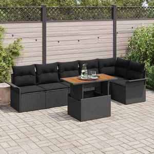 vidaXL Set de canapele pentru grădină 7 pcs Negru Rattan poli imagine