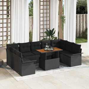 vidaXL Set de canapele pentru grădină 10 pcs Negru Rattan poli imagine