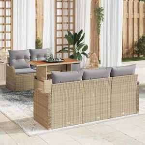 vidaXL Set de canapele pentru grădină 6 pcs Bej Rattan poli imagine