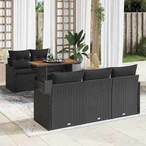 vidaXL Set de canapele pentru grădină 6 pcs Negru Rattan poli imagine