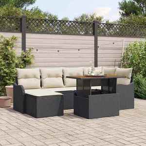 vidaXL Set de canapele pentru grădină 7 pcs Negru Rattan poli imagine