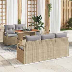 vidaXL Set de canapele pentru grădină 6 pcs Bej Rattan poli imagine