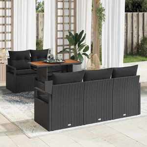 vidaXL Set de canapele pentru grădină 6 pcs Negru Rattan poli imagine