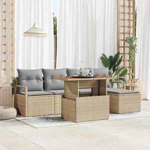 vidaXL Set de canapele pentru grădină 6 pcs Bej Rattan poli imagine