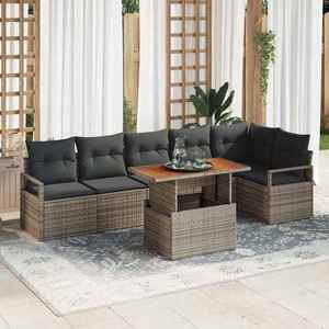 vidaXL Set de canapele pentru grădină 7 pcs Gri Rattan poli imagine