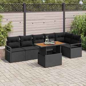 vidaXL Set de canapele pentru grădină 7 pcs Negru Rattan poli imagine