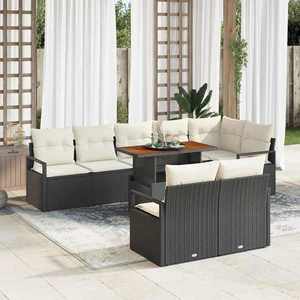 vidaXL Set de canapele pentru grădină 9 pcs Negru Rattan poli imagine