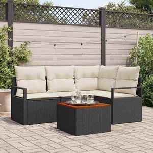 vidaXL Set de canapele pentru grădină cu pernă 5 pcs Negru Rattan poli imagine