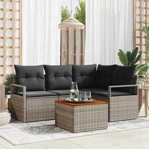 vidaXL Set de canapele pentru grădină cu pernă 5 pcs Gri Rattan poli imagine