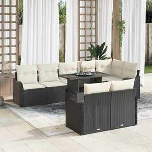 vidaXL Set de canapele pentru grădină cu pernă 9 pcs Negru Rattan poli imagine