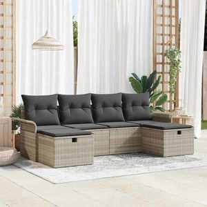 vidaXL Set de canapele pentru grădină 6 pcs Gri deschis Rattan poli imagine