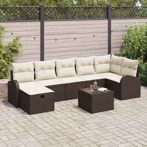 vidaXL Set de canapele pentru grădină cu pernă 8 pcs Maro Rattan poli imagine