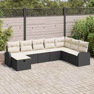 vidaXL Set de canapele pentru grădină cu pernă 8 pcs Negru Rattan poli imagine