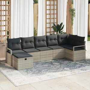 vidaXL Set de canapele pentru grădină 7 pcs Gri deschis Rattan poli imagine