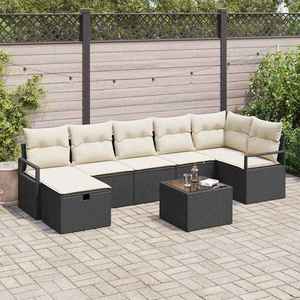 vidaXL Set de canapele pentru grădină cu pernă 8 pcs Negru Rattan poli imagine