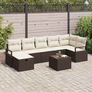 vidaXL Set de canapele pentru grădină cu pernă 8 pcs Maro Rattan poli imagine