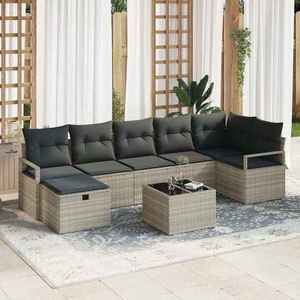 vidaXL Set de canapele pentru grădină 8 pcs Gri deschis Rattan poli imagine