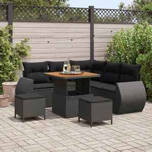 vidaXL Set de canapele pentru grădină 8 pcs Negru poliratan imagine