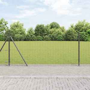 vidaXL Îngrădire cu stâlpi Gri 0.8 x 25 m Oțel imagine