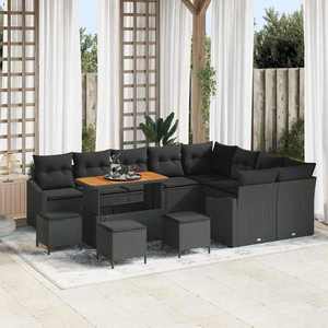 vidaXL Set de canapele pentru grădină 13 pcs Negru Rattan poli imagine