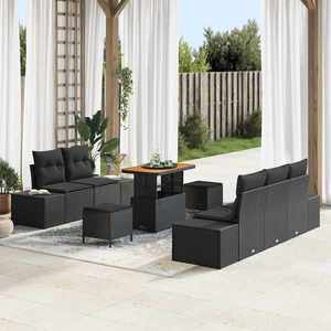 vidaXL Set de canapele pentru grădină cu pernă 8 pcs Negru Rattan poli imagine