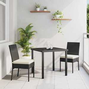 vidaXL Set de masă pentru grădină 3 pcs Negru Rattan poli imagine