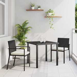 vidaXL Set de masă pentru grădină 3 pcs Negru Rattan poli imagine