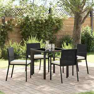 vidaXL Set de masă pentru grădină 5 pcs Negru Rattan poli imagine