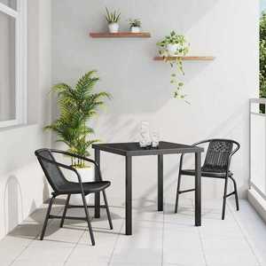 vidaXL Set de masă pentru grădină 3 pcs Negru Rattan poli imagine