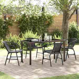 vidaXL Set de masă pentru grădină 5 pcs Negru Rattan poli imagine