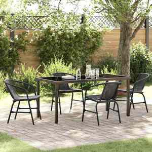 vidaXL Set de masă pentru grădină 5 pcs Negru Rattan poli imagine
