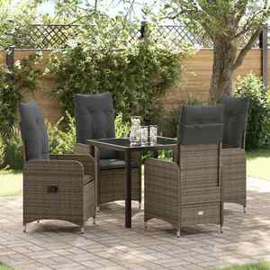 vidaXL Set de masă pentru grădină cu pernă 5 pcs Gri Rattan poli imagine