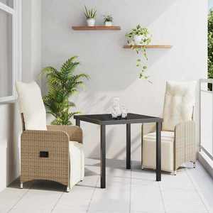 vidaXL Set de masă pentru grădină cu pernă 3 pcs Bej Rattan poli imagine