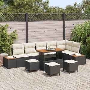 vidaXL Set de canapele pentru grădină 10 pcs Negru Rattan poli imagine