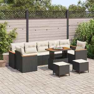 vidaXL Set de canapele pentru grădină 10 pcs Negru Rattan poli imagine