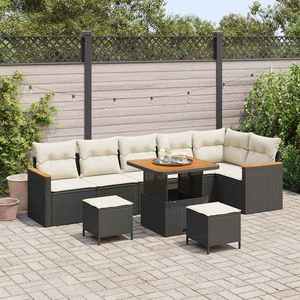 vidaXL Set de canapele pentru grădină cu pernă 9 pcs Negru Rattan poli imagine