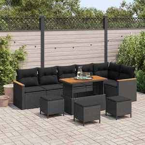 vidaXL Set de canapele pentru grădină 10 pcs Negru Rattan poli imagine