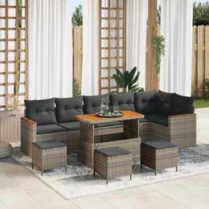 vidaXL Set de canapele pentru grădină cu pernă 10 pcs Gri Rattan poli imagine