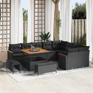 vidaXL Set de canapele pentru grădină 12 pcs Negru Rattan poli imagine