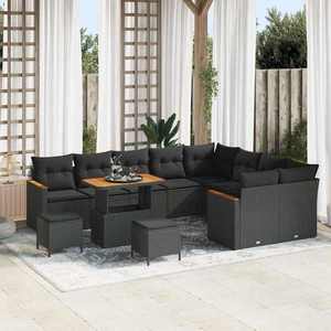 vidaXL Set de canapele pentru grădină 12 pcs Negru Rattan poli imagine