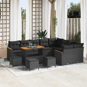 vidaXL Set de canapele pentru grădină 13 pcs Negru Rattan poli imagine