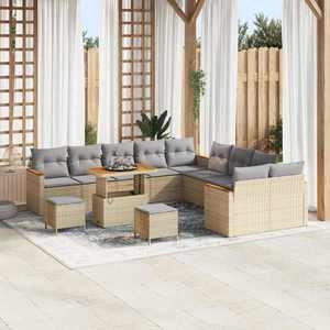 vidaXL Set de canapele pentru grădină cu pernă Bej Rattan poli imagine