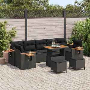vidaXL Set de canapele pentru grădină 10 pcs Negru Rattan poli imagine