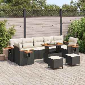 vidaXL Set de canapele pentru grădină 10 pcs Negru Rattan poli imagine